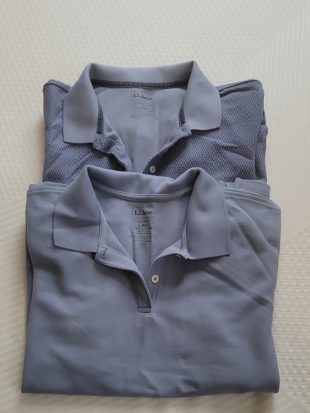 L.L. Bean Men's Pale Blue Polo Duo